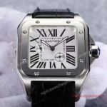 Swiss Copy Cartier Santos Watch Stainless Steel White Roman Leather